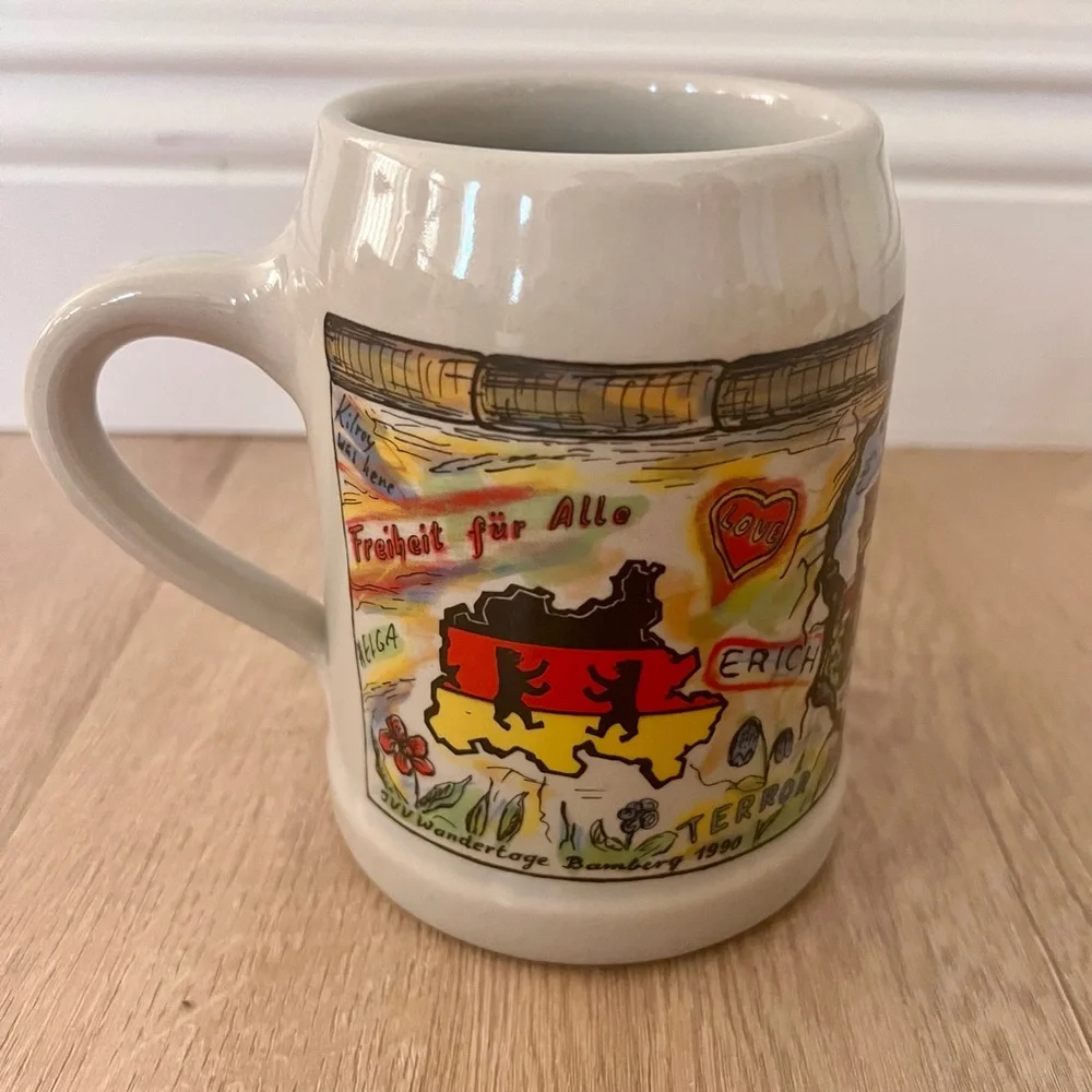 Porzellanmanufaktur Neuses Kronach Schedel German Map Porcelain Beer Stein‎ Mug